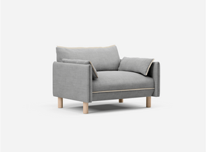 1.5 Seater Sofa | Weave Light Grey - Cozmo @ Light Grey Weave Jacket | Natural Trim