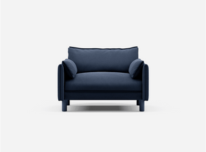 1.5 Seater Sofa | Cotton Navy  / Fleece Navy - Cozmo @ Navy Cotton Jacket | Dark Blue Trim