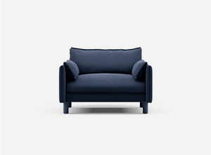 1.5 Seater Sofa | Cotton Navy  - Cozmo @ Navy Cotton Jacket | Dark Blue Trim