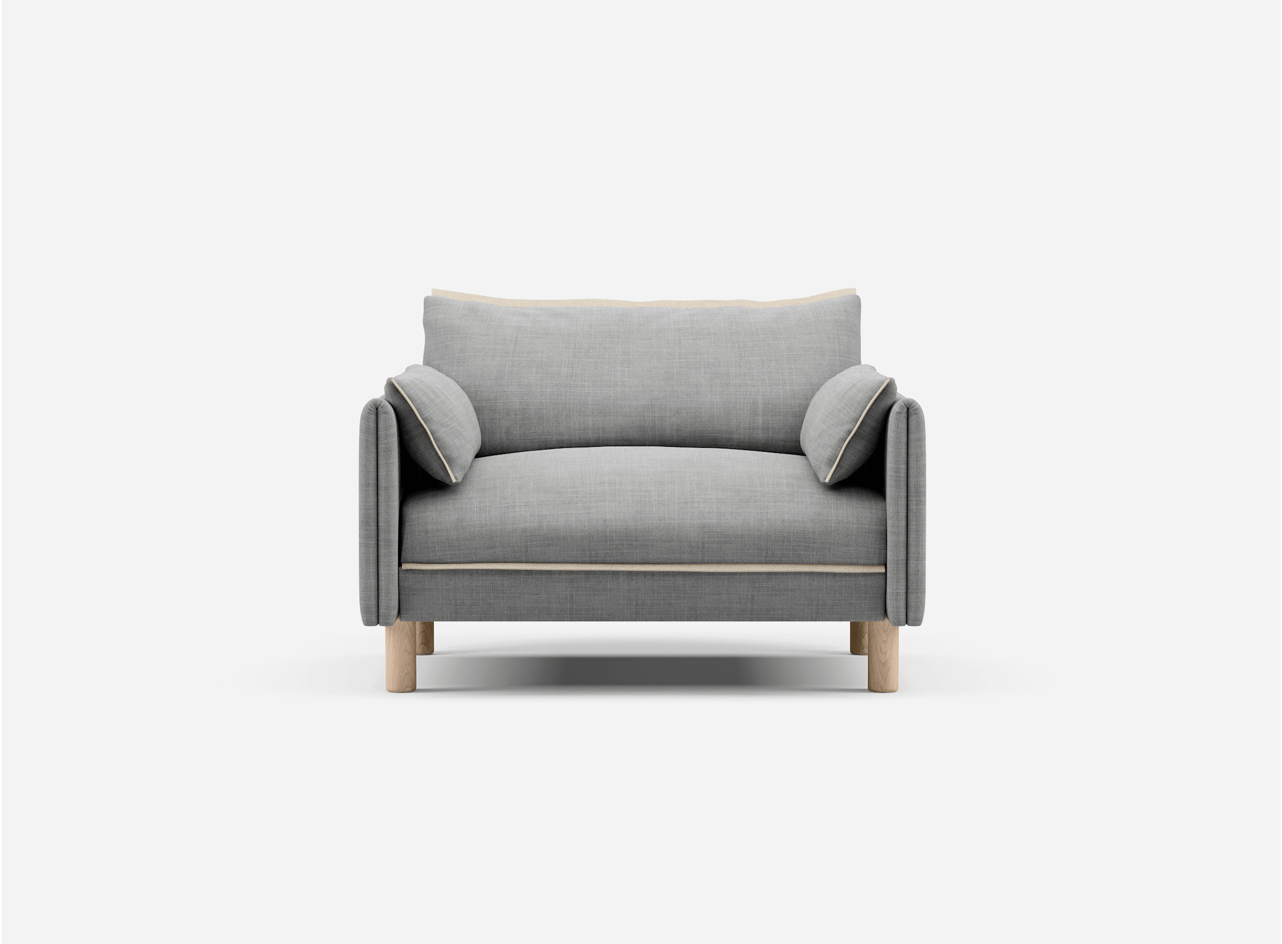 1.5 Seater Sofa | Weave Light Grey - Cozmo @ Light Grey Weave Jacket | Natural Trim