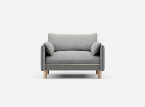 1.5 Seater Sofa | Weave Light Grey / Fleece Cream - Cozmo @ Light Grey Weave Jacket | Natural Trim