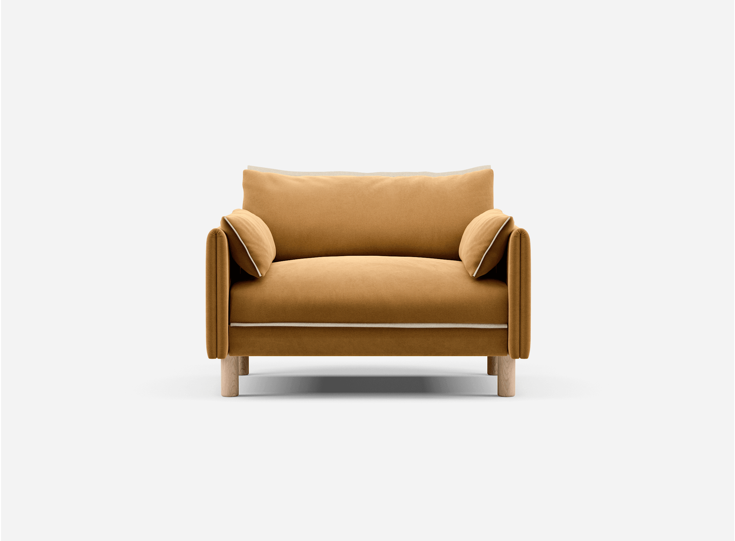 1.5 Seater Sofa | Cotton Ochre - Cozmo @ Ochre Cotton Jacket | Natural Trim