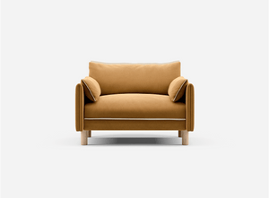 1.5 Seater Sofa | Cotton Ochre - Cozmo @ Ochre Cotton Jacket | Natural Trim