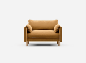 1.5 Seater Sofa | Cotton Ochre / Fleece Cream - Cozmo @ Ochre Cotton Jacket | Natural Trim