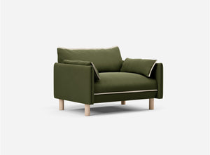 1.5 Seater Sofa | Velvet Dark Green - Cozmo @ Dark Green Velvet Jacket | Natural Trim