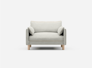 1 seater cozmo sofa Weave Ecru with weave ecru jacket front view @ Ecru Weave Jacket | Natural Trim