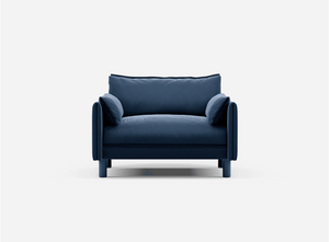 1.5 Seater Front View Midnight Blue @ Midnight Blue Velvet Jacket | Dark Blue Trim