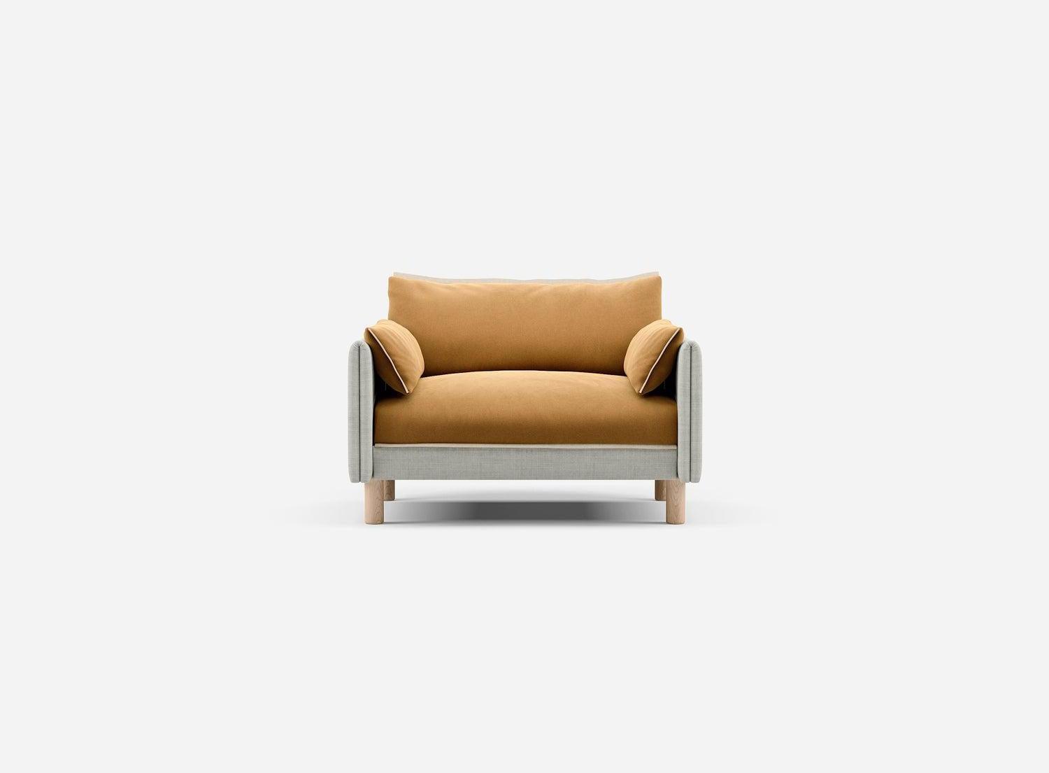 1.5 Seater Sofa | Weave Ecru - Cozmo  @ Ochre Cotton Jacket | Natural Trim