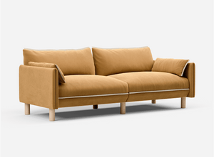 3 Seater Sofa | Cotton Ochre - Cozmo @ Ochre Cotton Jacket | Natural Trim