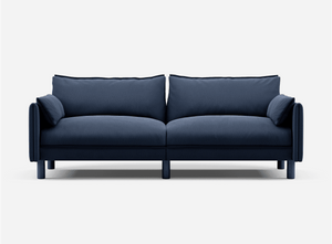 3 Seater Sofa | Cotton Navy  / Fleece Navy - Cozmo @ Navy Cotton Jacket | Dark Blue Trim
