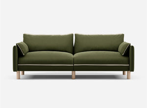 3 Seater Sofa | Velvet Dark Green - Cozmo @ Dark Green Velvet Jacket | Natural Trim