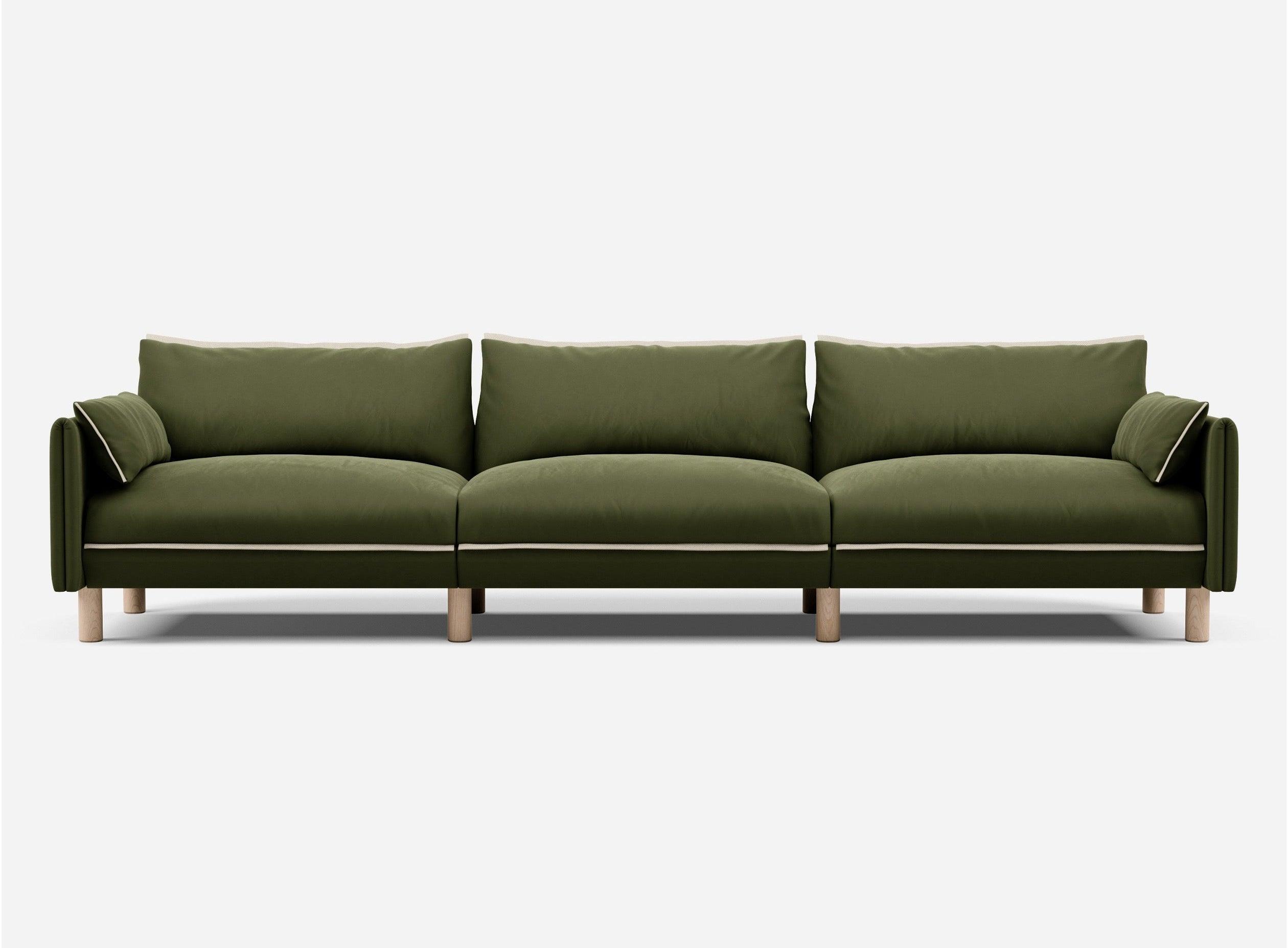 5 Seater Sofa | Velvet Dark Green - Cozmo @ Dark Green Velvet Jacket | Natural Trim