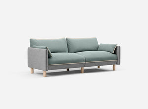 3 Seater Sofa | Weave Light Grey - Cozmo @ Sage Cotton Jacket | Natural Trim