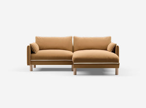 3 Seater Chaise Corner Left Hand Sofa | Cotton Ochre - Cozmo @ Ochre Cotton Jacket | Natural Trim