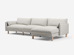 5 Seater Chaise Corner Right Hand Sofa | Weave Ecru / Fleece Cream - Cozmo @ Ecru Weave Jacket | Natural Trim
