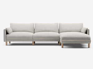 5 Seater Chaise Corner Right Hand Sofa | Weave Ecru / Fleece Cream - Cozmo @ Ecru Weave Jacket | Natural Trim