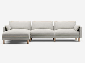 5 Seater Chaise Corner Left Hand Sofa | Weave Ecru - Cozmo @ Ecru Weave Jacket | Natural Trim