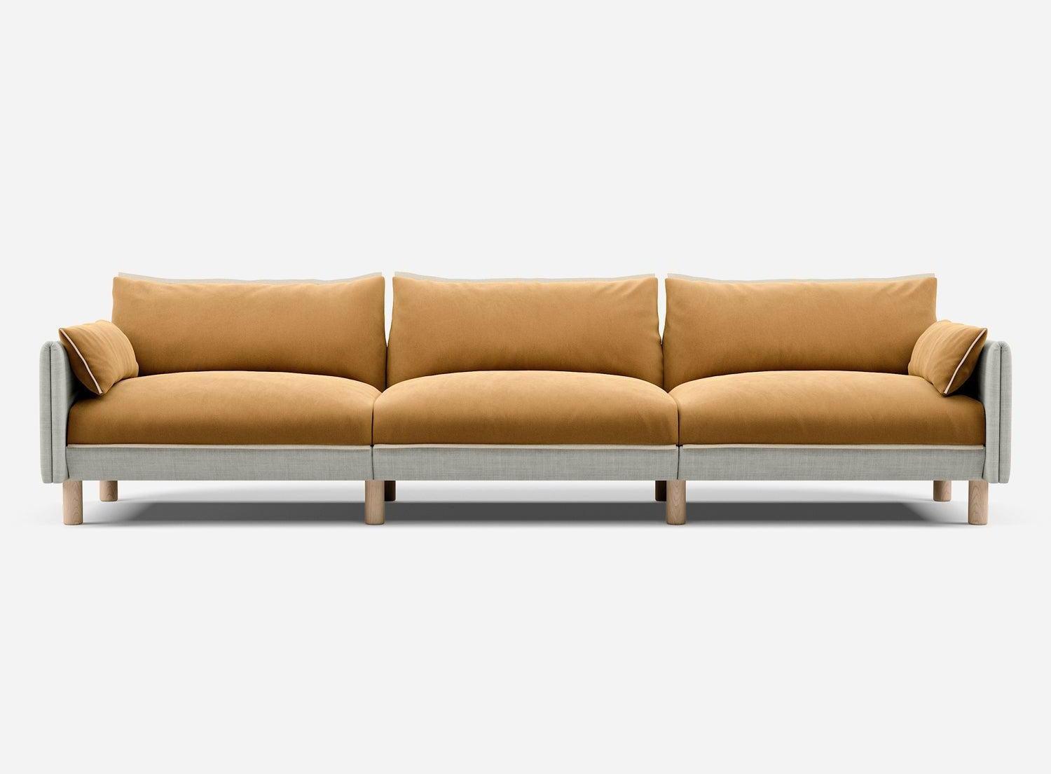 5 Seater Sofa | Weave Ecru - Cozmo @ Ochre Cotton Jacket | Natural Trim