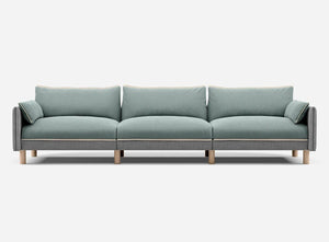 5 Seater Sofa | Weave Light Grey - Cozmo @ Sage Cotton Jacket | Natural Trim