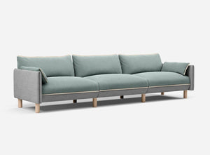 5 Seater Sofa | Weave Light Grey - Cozmo @ Sage Cotton Jacket | Natural Trim