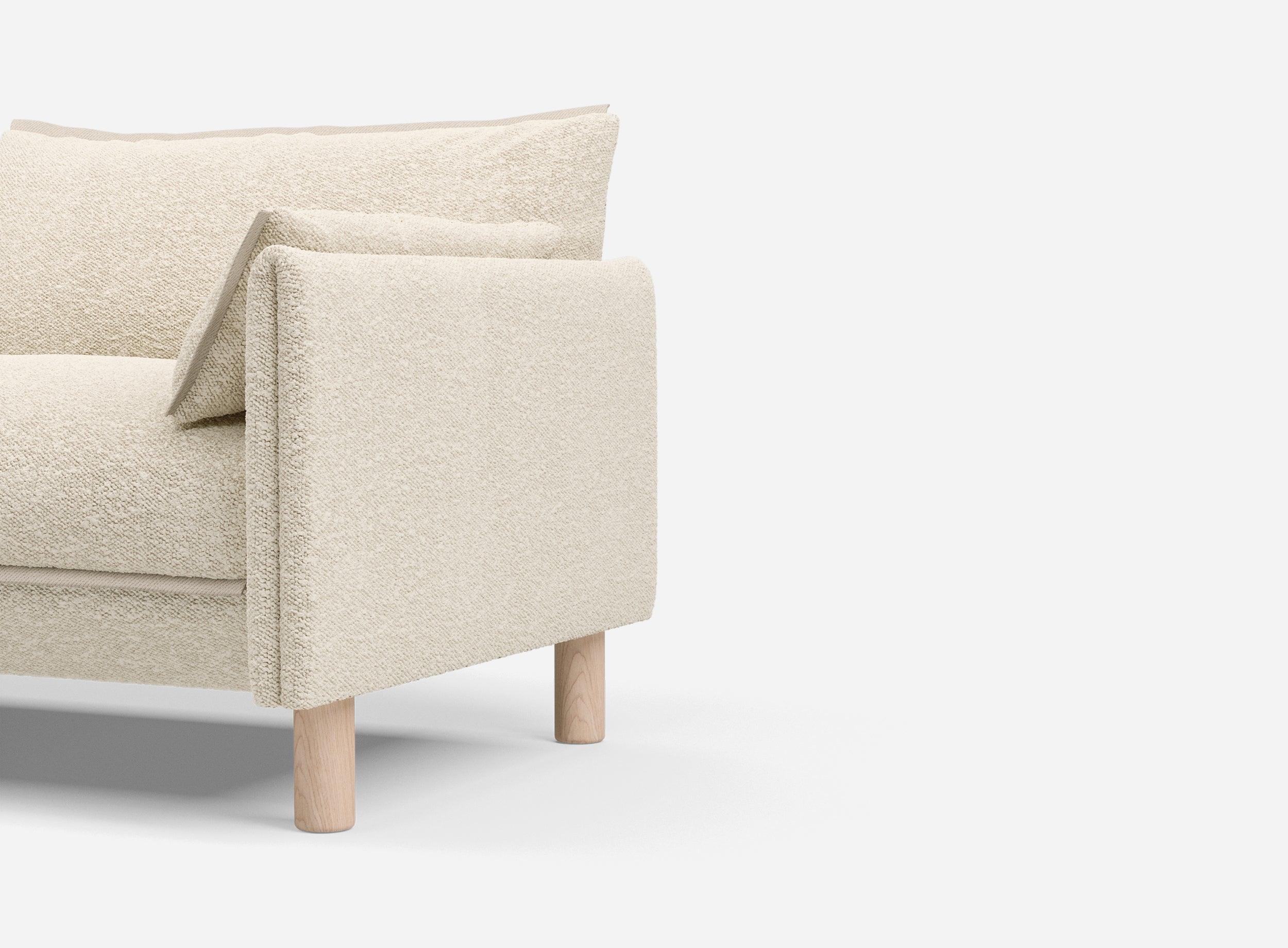 3 Seater Chaise Corner Left Hand Sofa | Boucle Ecru - Cozmo @ Ecru Boucle Jacket | Natural Trim