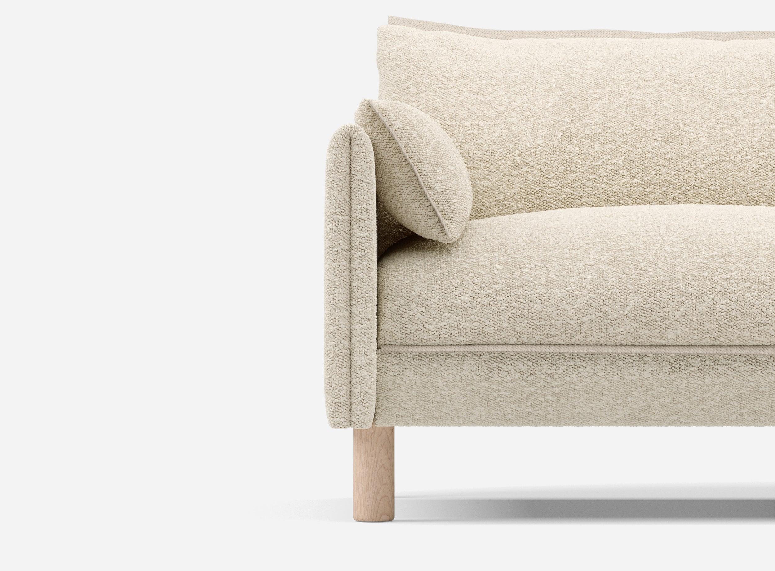 5 Seater Chaise Corner Left Hand Sofa | Boucle Ecru - Cozmo @ Ecru Boucle Jacket | Natural Trim