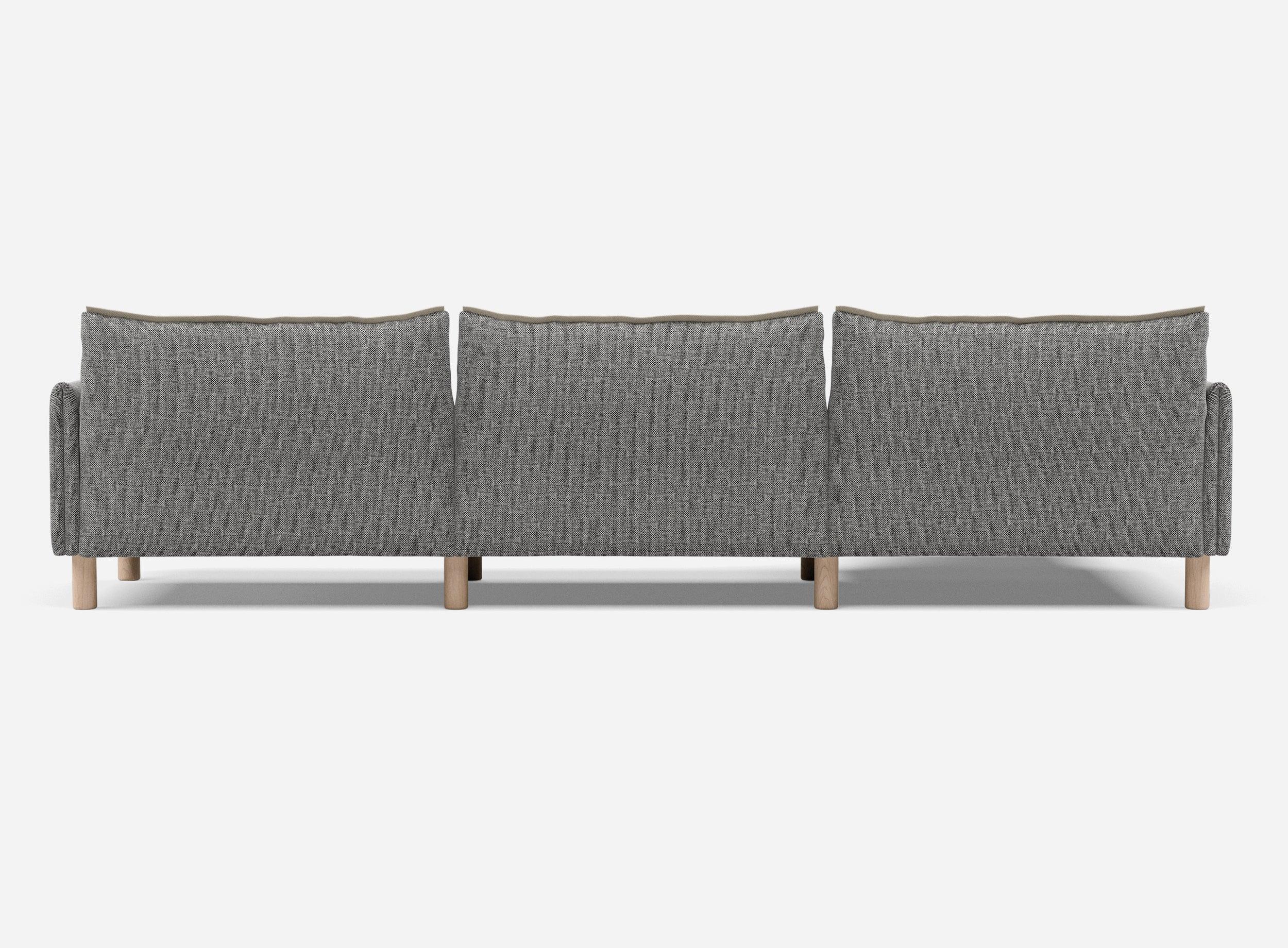 5 Seater Chaise Corner Right Hand Sofa | Textured Weave Salt & Pepper - Cozmo @ Salt & Pepper Textured Weave Jacket | Natural Trim