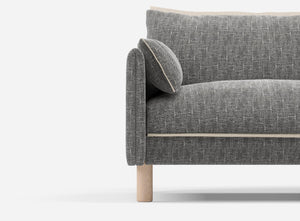1.5 Seater Chaise Sofa | Textured Weave Salt & Pepper - Cozmo @ Salt & Pepper Textured Weave Jacket | Natural Trim