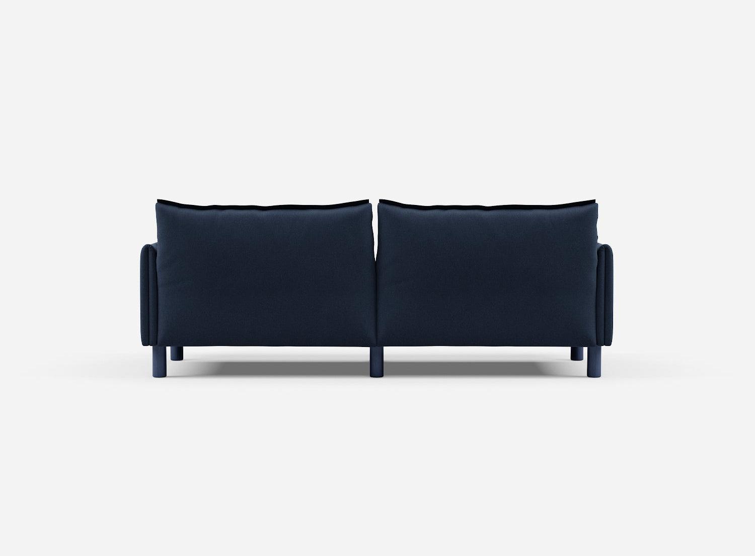 3 Seater Chaise Corner Left Hand Sofa | Cotton Navy  / Fleece Navy - Cozmo @ Navy Cotton Jacket | Dark Blue Trim