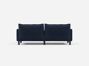 3 Seater Sofa | Cotton Navy  / Fleece Navy - Cozmo @ Navy Cotton Jacket | Dark Blue Trim