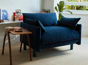 1.5 Seater Sofa | Velvet Midnight Blue - Cozmo