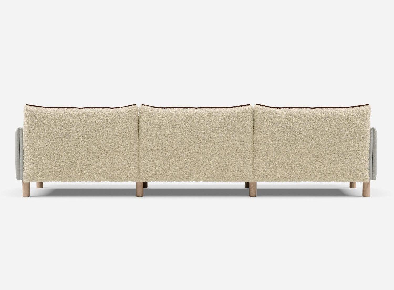 5 Seater Sofa | Weave Ecru - Cozmo @ Cream Fleece Jacket | Brick Trim