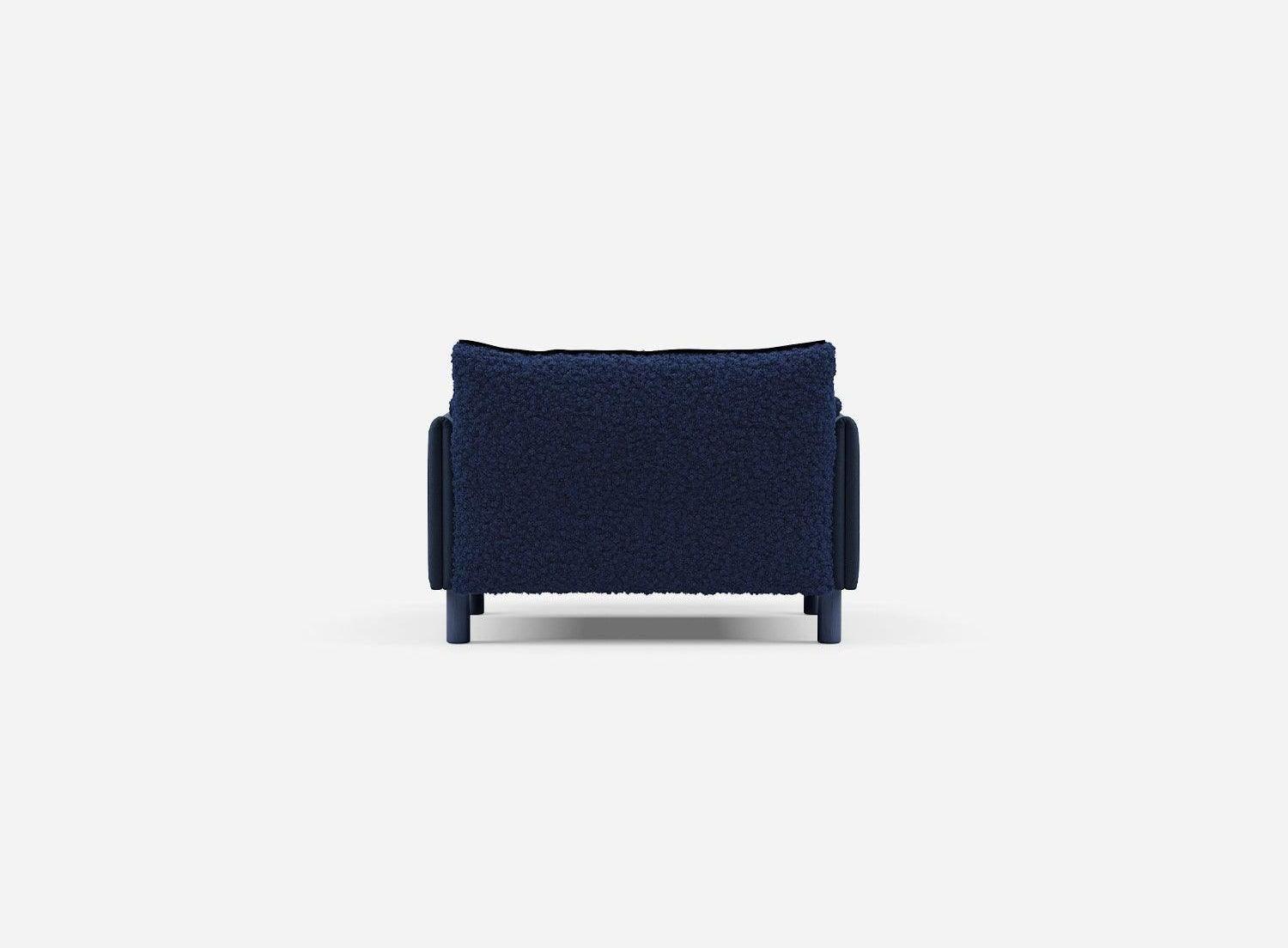 1.5 Seater Chaise Sofa | Cotton Navy  / Fleece Navy - Cozmo @ Navy Fleece Jacket | Brick Trim