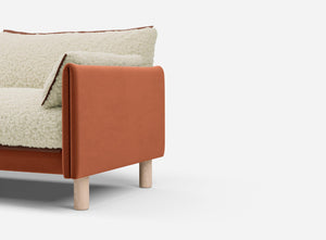 3 Seater Chaise Corner Left Hand Sofa | Cotton Henna - Cozmo @ Cream Fleece Jacket | Brick Trim
