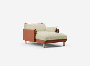 1.5 Seater Chaise Sofa | Cotton Henna - Cozmo @ Cream Fleece Jacket | Brick Trim