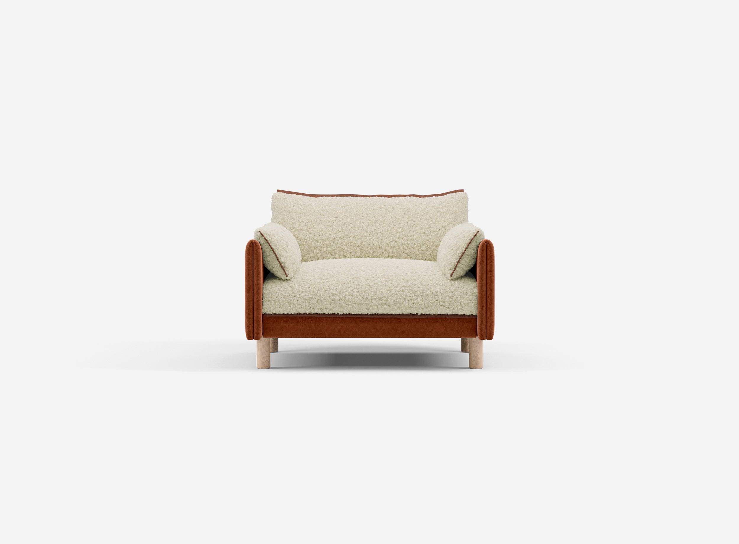 1.5 Seater Sofa | Cotton Henna - Cozmo @ Cream Fleece Jacket | Brick Trim