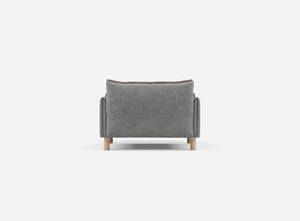 1.5 Seater Chaise Sofa | Weave Light Grey - Cozmo @ Light Grey Weave Jacket | Natural Trim