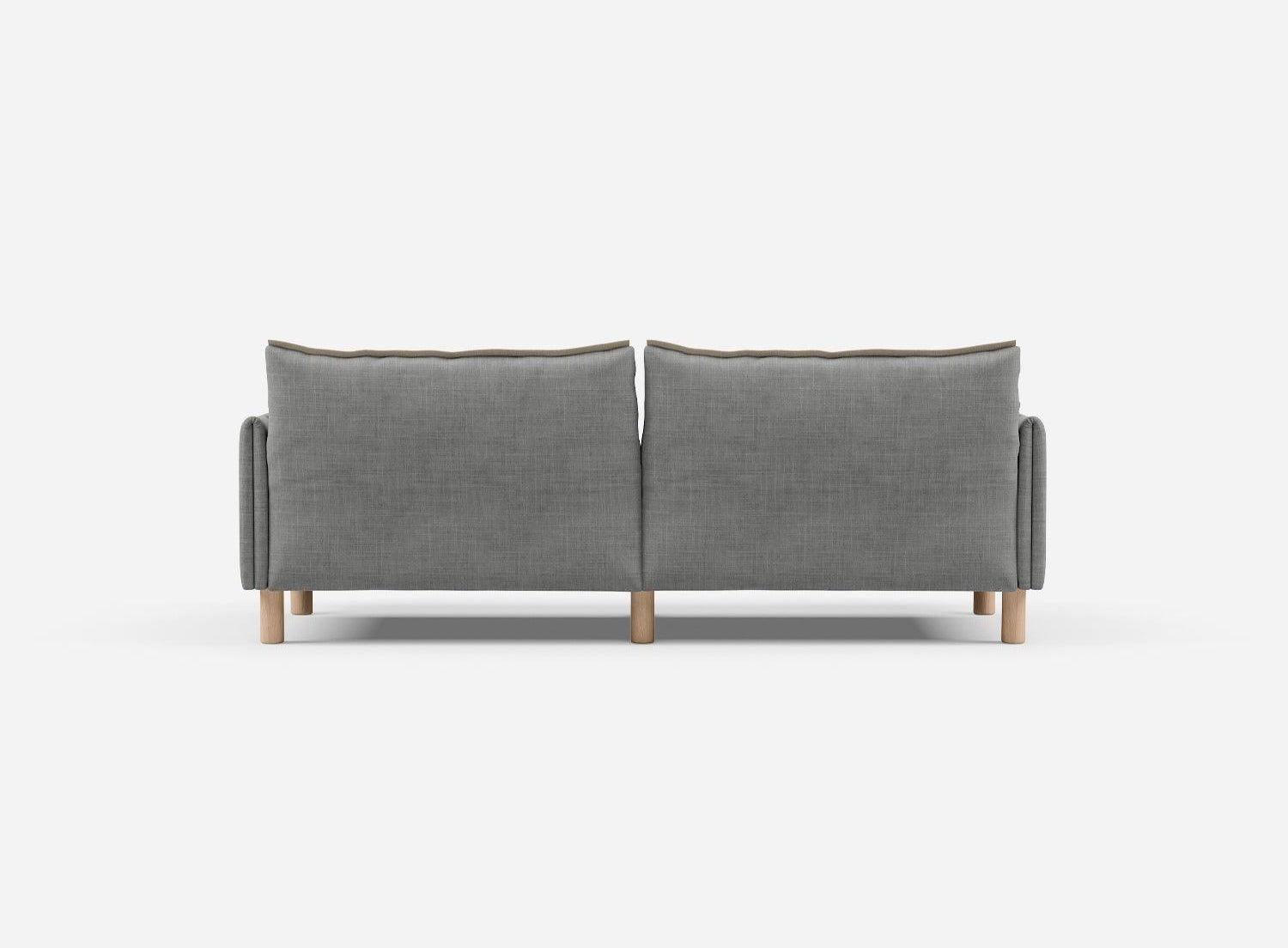 3 Seater Sofa | Weave Light Grey - Cozmo @ Light Grey Weave Jacket | Natural Trim