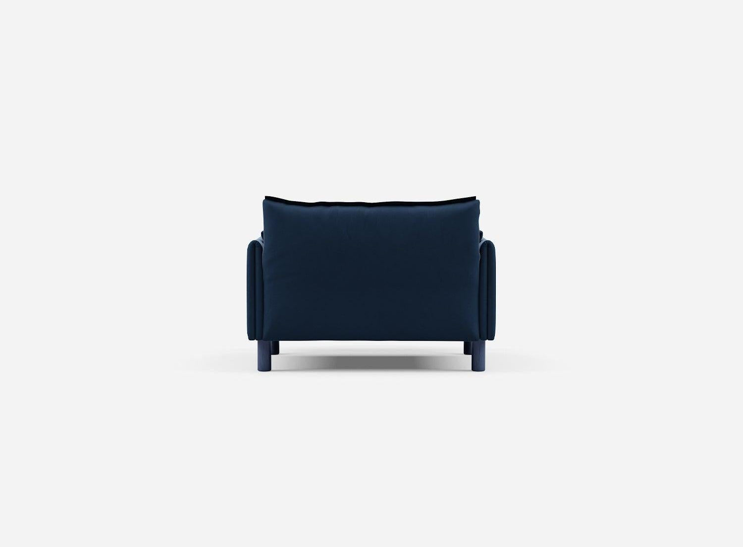 1.5 Seater Sofa | Velvet Midnight Blue - Cozmo @ Midnight Blue Velvet Jacket | Dark Blue Trim