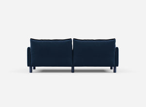 3 Seater Chaise Corner Left Hand Sofa | Velvet Midnight Blue - Cozmo @ Midnight Blue Velvet Jacket | Dark Blue Trim