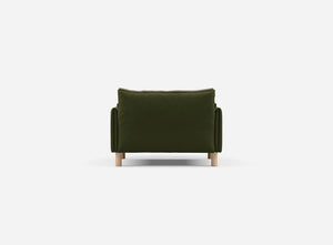 1.5 Seater Chaise Sofa | Velvet Dark Green - Cozmo @ Dark Green Velvet Jacket | Natural Trim