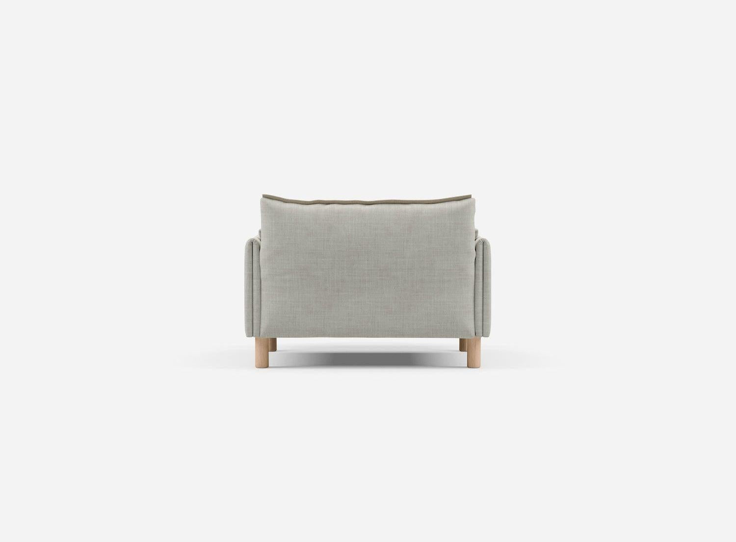 1.5 Seater Chaise Sofa | Weave Ecru - Cozmo @ Ecru Weave Jacket | Natural Trim