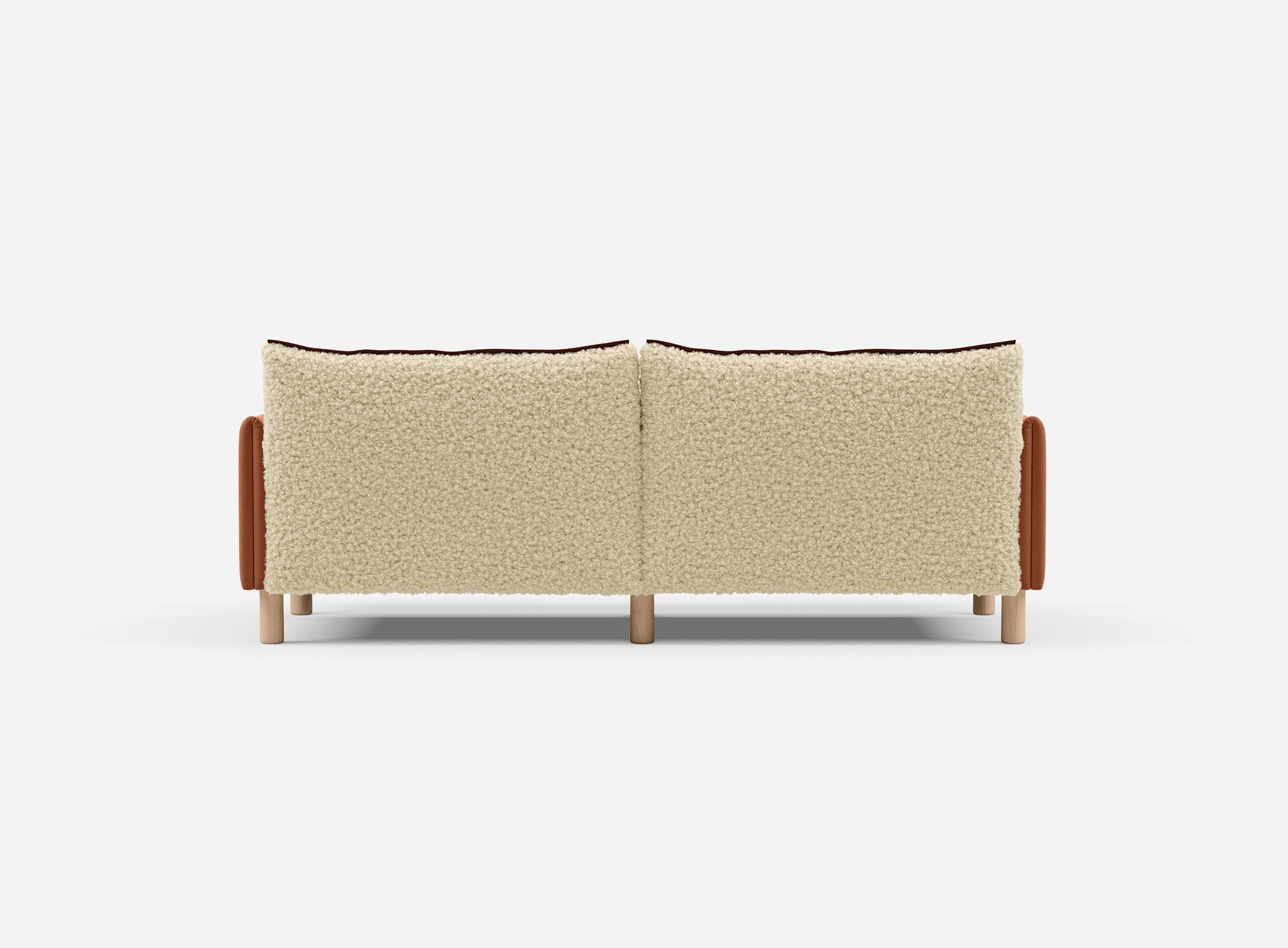 3 Seater Chaise Corner Right Hand Sofa | Cotton Meadow - Cozmo @ Cream Fleece Jacket | Brick Trim