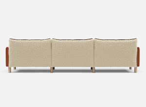 5 Seater Chaise Corner Left Hand Sofa | Cotton Henna - Cozmo @ Cream Fleece Jacket | Brick Trim