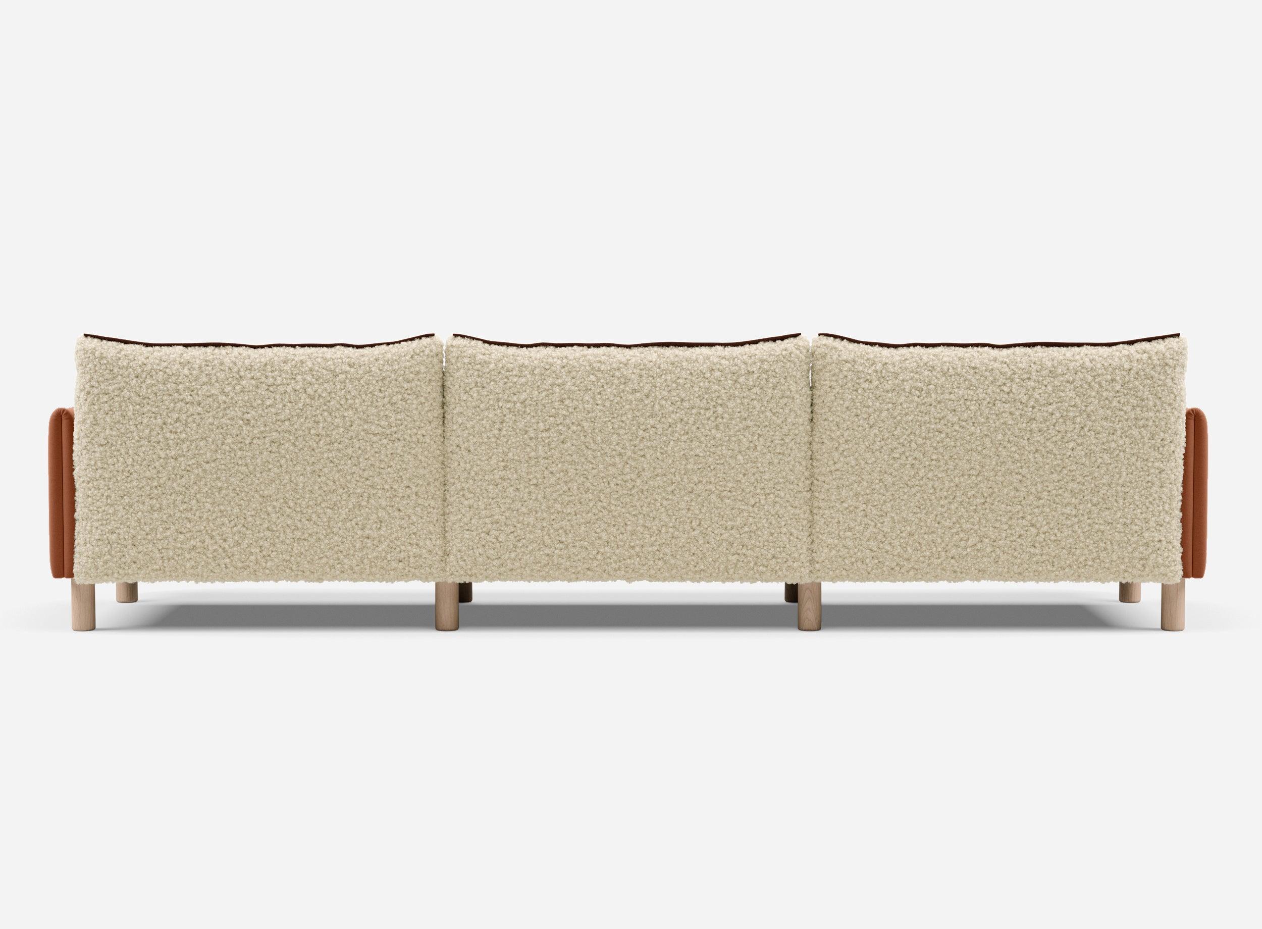 5 Seater Sofa | Cotton Meadow - Cozmo @ Cream Fleece Jacket | Brick Trim