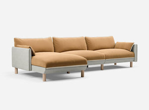 5 Seater Chaise Corner Left Hand Sofa | Weave Ecru - Cozmo @ Ochre Cotton Jacket | Natural Trim