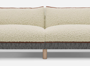 5 Seater Chaise Corner Left Hand Sofa | Textured Weave Salt & Pepper - Cozmo @ Cream Fleece Jacket | Brick Trim