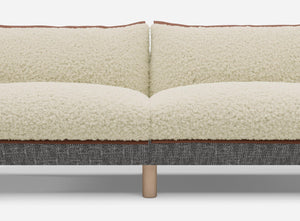 3 Seater Chaise Corner Right Hand Sofa | Textured Weave Salt & Pepper - Cozmo @ Cream Fleece Jacket | Brick Trim