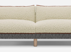 5 Seater Chaise Corner Right Hand Sofa | Textured Weave Salt & Pepper - Cozmo @ Cream Fleece Jacket | Brick Trim