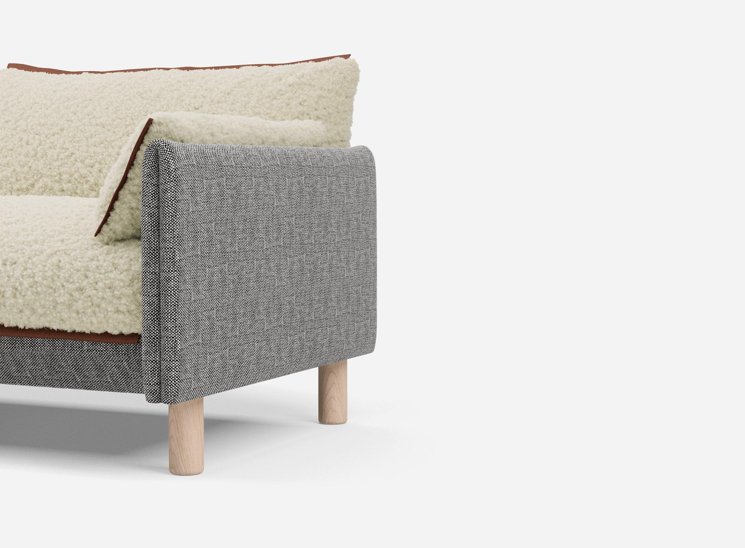 3 Seater Chaise Corner Right Hand Sofa | Textured Weave Salt & Pepper - Cozmo @ Cream Fleece Jacket | Brick Trim